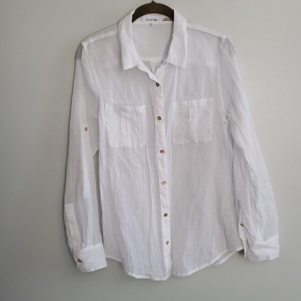 CALVIN KLEIN White Blouse NWOT